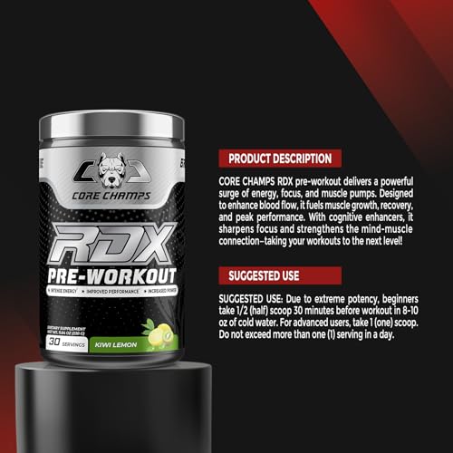 Image of Pre Workout Powder for Men & Women | Enhanced Energy, Focus, & Pumps + Cognitive Enhancers | 300mg Caffeine | 30 Servings (Kiwi Lemon)