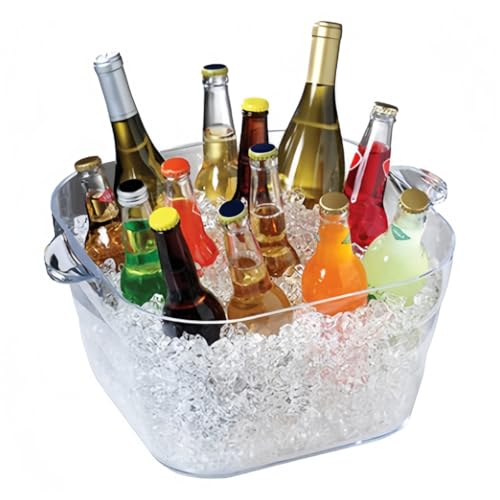 Vzck ワインクーラー アクリルアイスペール シャンパンクーラー アイスペール 飲料バケツ ビール ポータブル 氷コンテナー 吊り手付き パンチボウル 大容量 軽量 日本酒 シャンパン 焼酎保冷 ワイン ビール カ パーティー ビジネス用 家庭用 業務用