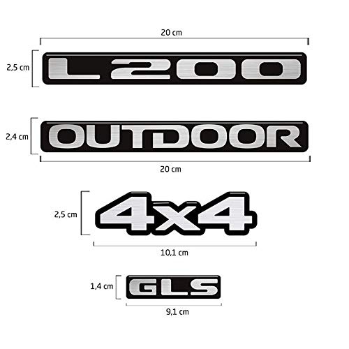 Kit Emblemas Mitsubishi L200 2011 Outdoor 4x4 Gls Resinado