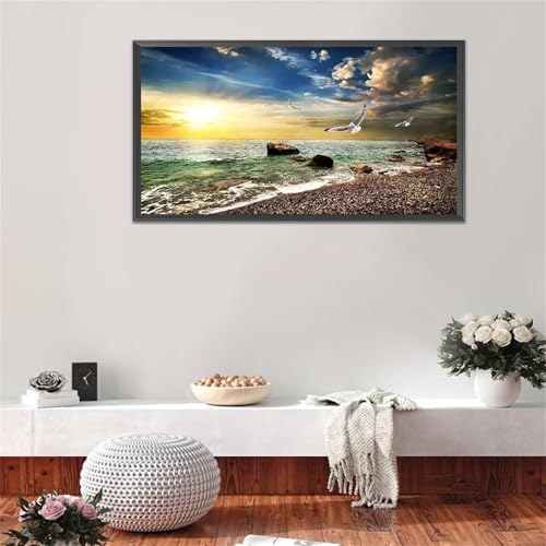 Kit de peinture diamant 5D Seaside Sunset 40x120cm pour décoration murale