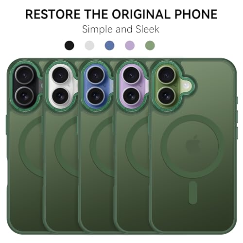 Image of YINLAI for iPhone 17 Case 6.3-inch,Magnetic Compatible with MagSafe, Slim Matte Anti-Fingerprint, Shockproof Full Body Military Grade Protection for iPhone 17 Cover, Green