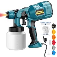 Electric Paint Sprayer 850W with 6 Copper Nozzles (0.5-3.0mm) & 1200ml Container, High Power Wall Fence Spray Gun for Home Interior Furniture Cabinets Painting, DIY, Outdoor Garage Patio
