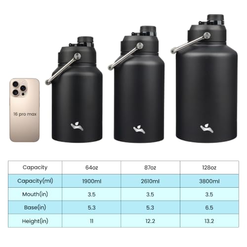 Image of Konokyo 64 oz Insulated Stainless Steel Water Bottle Jug with Handle