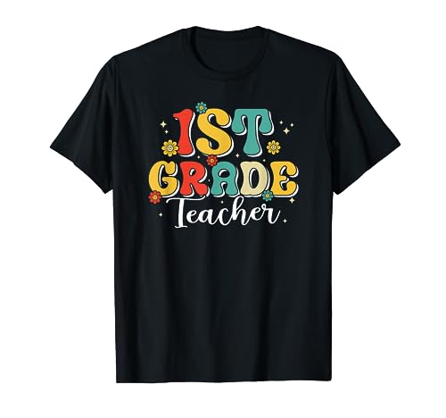 First Day Of School 1st Grade Teacher Groovy Back To School T-Shirt