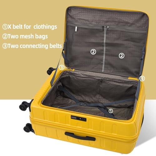 Image of Kaleenie 29 Inch Luggage with Expansion and Side Opening Design, 50 * 31(35)*76cm, 117L~133L Lightweight ABS+PC Hardshell Checked Trunk Suitcase, Yellow