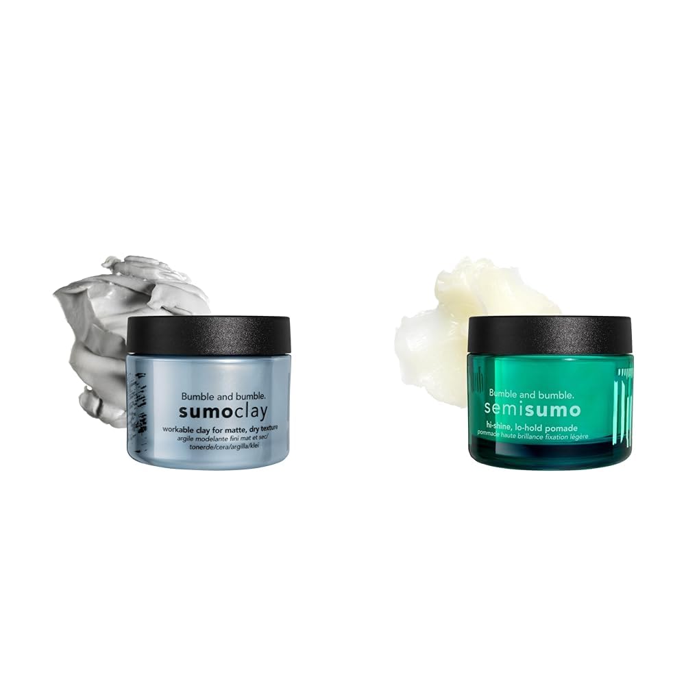 Bumble and bumble. Haarset für Männer | Matte Texture Clay (45ml) + Hi-Shine Pomade (50ml) | Flexible Textur, formbarer Halt + mattes Finish | Anti-Frizz | Lockiges, welliges, glattes Haar