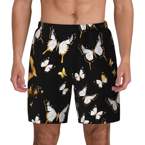 Short de bain homme motif papillons dorés tissu léger haut de gamme
