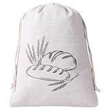Gramigg Brotaufbewahrungstasche aus Baumwolle mit gefütterter Innenseite und Kordelzug-Design, wiederverwendbare Alternative zu Taschen, Küche, wiederverwendbarer Brotbeutel