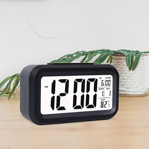 Image of Casa Copenhagen Digital Alarm Clock Table Clock for Students, Home, Office, Corporate with Automatic Sensor, Date & Temperature - Black