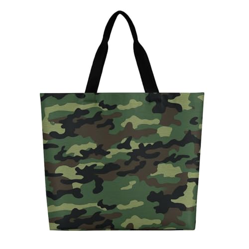 Women's Multi-Functional Shopping Bag，Green Military Pattern Printing Messenger Bag Shoulder Bag for Travel, Work, Shopping & Parties with Inner Pocket, Grocery Bag Lightweight & Water-Resistant3