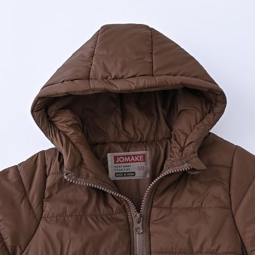 EnJoCho Boys Girls Middle Kids Hooded With Pockets Solid Color Short Cotton Jacket Ski Jacket Girls (Coffee, 5-6 Years)3
