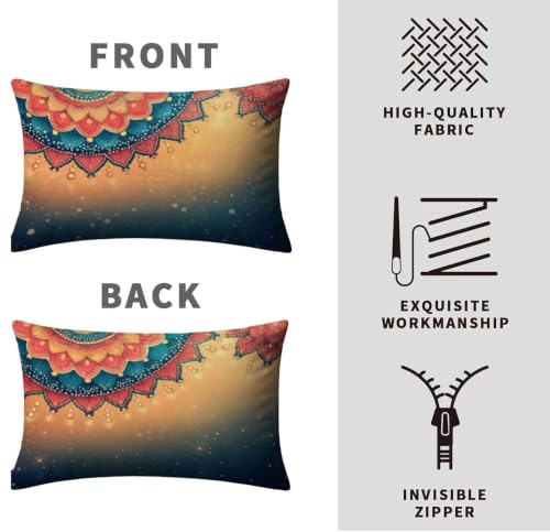 Housse coussin 40x80 lot de 2 lin imperméable mandala W-1