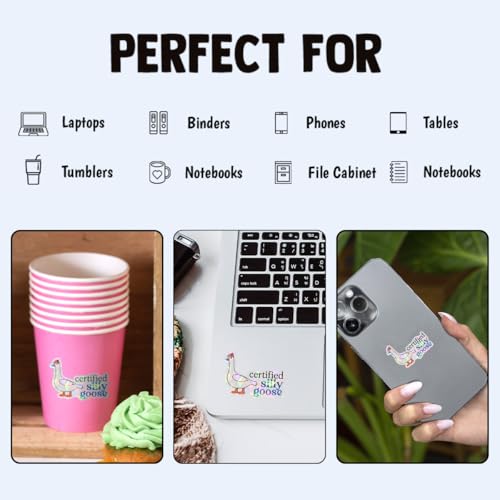 Image of 3pcs Certified Silly Goose Funny Sticker Pack, Meme Animal Humor Design, Die Cut Waterproof Vinyl Decal for Laptop, Water Bottle, Phone, Window, Helmet, Goose Lover Gift 3 Inches