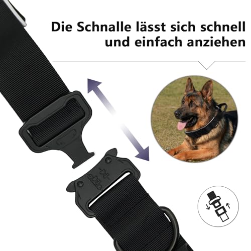 Premium Hundehalsband aus Nylon, Verstellbares Atmungsaktives Hundehalsband Weich Gepolstert, Reflektierend Halsband Hund mit Griff Halsband, 4.5 cm Breit M-XL