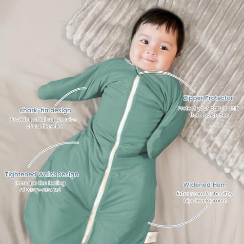 Image of ZIGJOY Swaddle Sleep Sack 3-6 Months, 2.5 Tog Winter Baby Wearable Blanket | Rayon Made from Bamboo, Long Sleeves, Arms Free, 2-Way Zipper, High Stretchy