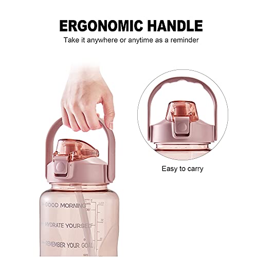 Eyq Half Gallon Water Bottles With Times To Drink, 64Oz Leakproof Free Drinking Motivational Water Bottle, Bpa Free For Fitness, Gym And Outdoor Sports (Pink) #TOP5