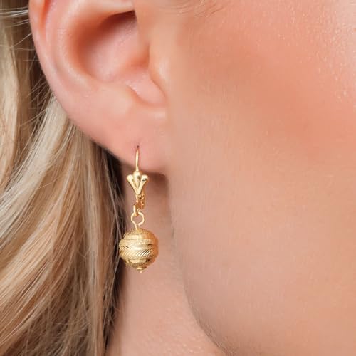 Gem Stone King 18K Gold Plated 1-1/4 Inch Dangle Drop Spheres Lever-Back Earrings For Women3