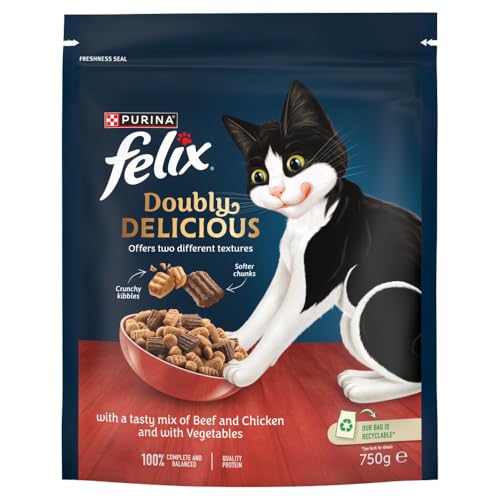 FELIX Doubly Delicious Beef Chicken & Vegetables Dry Cat Food 750g