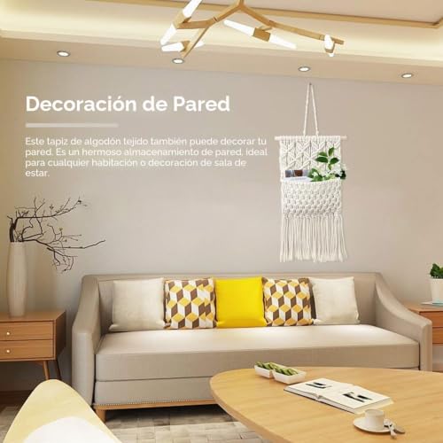 Tapiz de macramé de algodón hecho a mano, decoración textil premium para el hogar 6