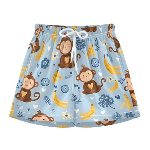 Toddler Boys Swimwear Swim Trunks with Compression Liner 4T Monkey Banana Blue