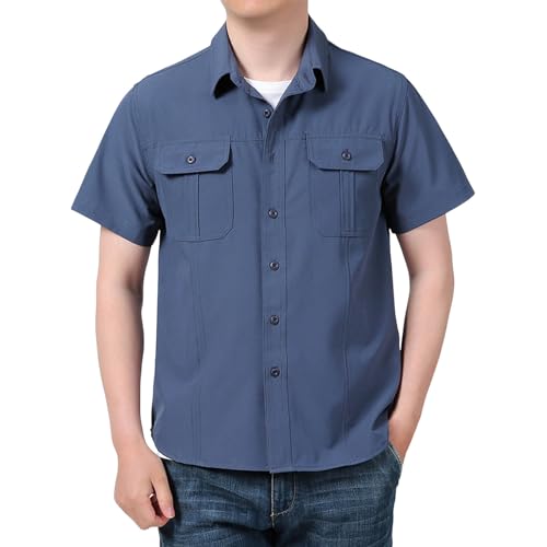 Chemise de pêche séchage rapide homme manches courtes cargo