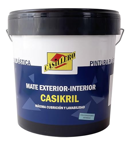 CASILLERO Pintura Plástica Acrílica Mate Blanca 4L y 10L | Alta Cubrición y Blancura | Interior | Aplicación con Brocha, Rodillo o Pistola | Ideal para Viviendas y Naves Industriales (10 Litros)