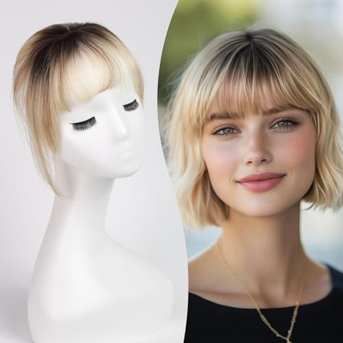 EMMOR Clip in Bangs, 100% Human Hair Bangs with 3