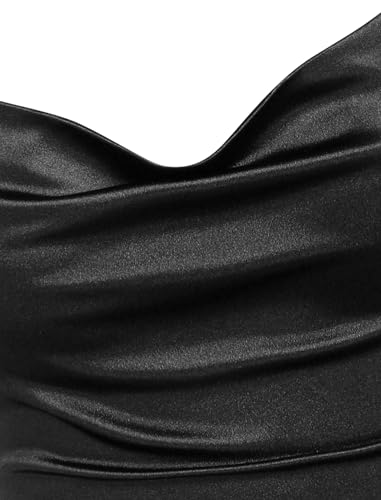 Image of ZAFUL Women's Satin Sleeveless Spaghetti Strap Mini Dress Sexy Slip Cowl Neck Silky Cocktail Party Dresses