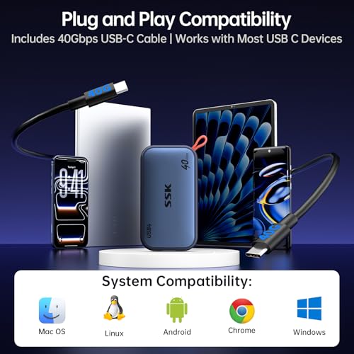 SSK 2TB SSD External Hard Drive up to 4000MB/s, USB4 40Gbps Portable SSD for Thunderbolt 4, External Solid State Drive for iPhone 15/16/17 Pro, Desktop, Laptop, Mac, Phone OTG, with LED Indicator - Image 5