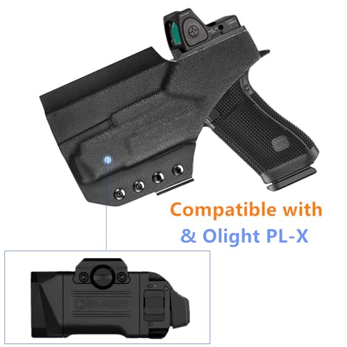 Kydex Lightbearing Holster for Springfield XD-M Elite 4.5" 3.8" 9mm HS Produkt SF19 Compatible with Olight PL X PLX Tactical Weapon Light Flashlight Inside Waistband Appendix Concealed Carry by Ruispai - Used condition - Image 3