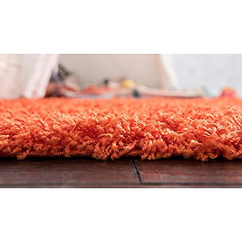 Image of CD Carpet Anti Slip Shaggy Fluffy Fur Rugs and Carpet for Living Room Bedroom Kids Room Plain Circle Carpets for Home with 2 Inch Thickness (Color Orange Size 9x9 Feet Round)