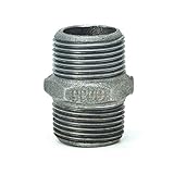 Art.Nr. 18976 = 1 1/4 Zoll Gebo Temperguss Doppelnippel 1/2 bis 2 Zoll AG-AG Fitting schwarz, Gewindegr��e:3/4 Zoll / DN20 / � 26.9 mm