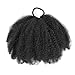 Kid's Summer 1Pack Afro Puff Bun 4A/4B/4C Afro Kinky Curly Coily Natural Hairstyle For Black Women Synthetic Short Hair Extension Ponytail (Natural Black, Afro-8inch)