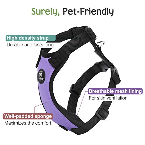 VavoPaw Dog Seat Belt, Safety Vest Dog Car Harness with Adjustable Buckle Dogs Seat-Belt for Vehicle Nylon Pet Safety Seats Belts Heavy Duty(L, Purple)