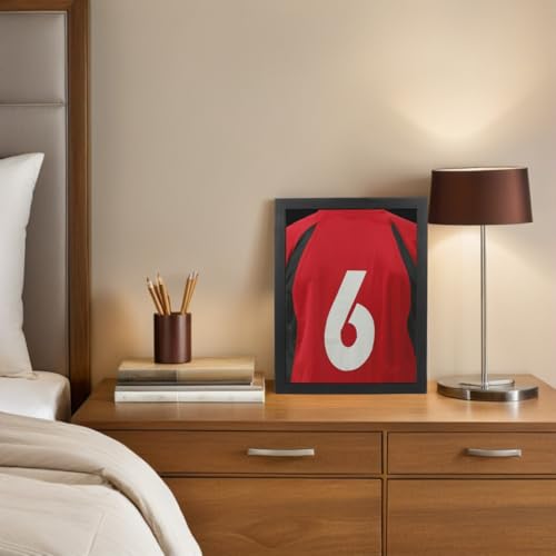 Ciieeo Marco de Madera para Camisetas Deportivas con Vitrina Protectora Transparente Soporte para Baloncesto y Fútbol Exhibidor de Uniformes Montable Pared Coleccionistas y Clubes