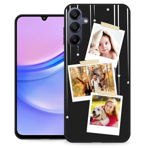 Custom Personalized Case for Samsung Galaxy A15 4G/5G Phone Photo Logo Text Name Picture Monogram Design Gift for Friends Families Couples,Customize Soft Slim Thin Smartphone Cover Black 6.5 Inch