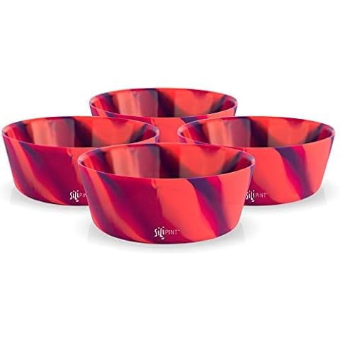 Silipint Silicone Bowl Set, Unbreakable, Flexible, Microwave-Safe, Dishwasher-Safe, Freezer-Safe Bowls for Indoor and Outdoor Use (4-Pack, Radberry) Cover