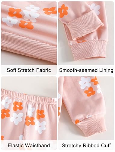 Image of Jecson Baby Girl Clothes Toddler Outfits Quilted Heart Sweatshirt & Jogger Pants Fall Winter Sweatsuit 2Pcs Sets 3M-4T