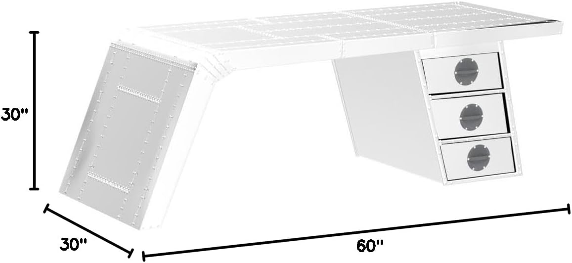 Nautical-Mart Aviator Wing Desk Aluminium Table Aviator Home Office Furniture (60 Inches, Three Drawer)