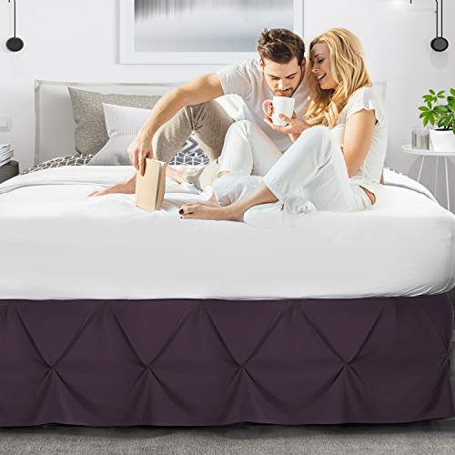 Image of Nestl Purple Bed Skirt Cal King Size, Pinch Pleat Cal King Bed Skirt, 14 inch Inch Drop Cal King Bedskirt, Hotel Quality Purple Bed Skirts, Microfiber Bedskirt for Cal King Bed, Purple Cal King Bed Skirt