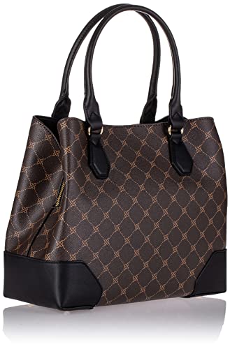 Nine West Womens Brooklyn Jet Set Carryall Satchel, Brown/Black, One Size Us #TOP2