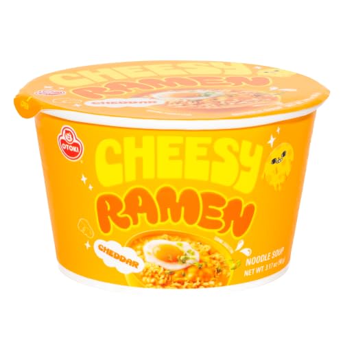 Cheesy Ramen (Bowl) – Cheddar Flavor | Non-Spicy, Creamy & Savory Korean Instant Bowl Noodles, 3.17 oz (Pack of 6)