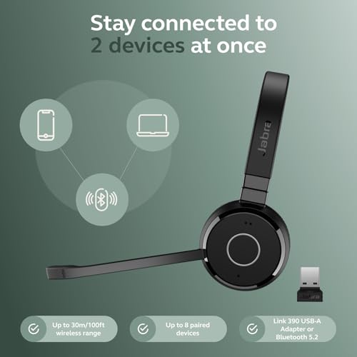 Jabra Evolve 65 TE (Third Edition) Wireless Single-Ear Headphones w/Charging Stand - Noise-Canceling Mic, 16 hrs Battery Life, Dual Connectivity, MS Teams Certified, Supports Other Platforms, Black by Jabra - Image 4