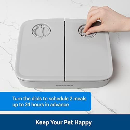 PetSafe 2 Meal Automatic Feeder, Built-in Timers, BPA Free Food Bowl, Suitable for Dry Food,Grey