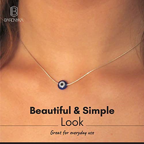 Baronyka Women's Evil Eye Pendant Necklace - Durable Stainless Steel - 15 Inches With 2 Inch Extension - Unique Blue Eye Glass Bead Design - Hypoallergenic - Perfect Everyday Jewelry For Women #TOP2