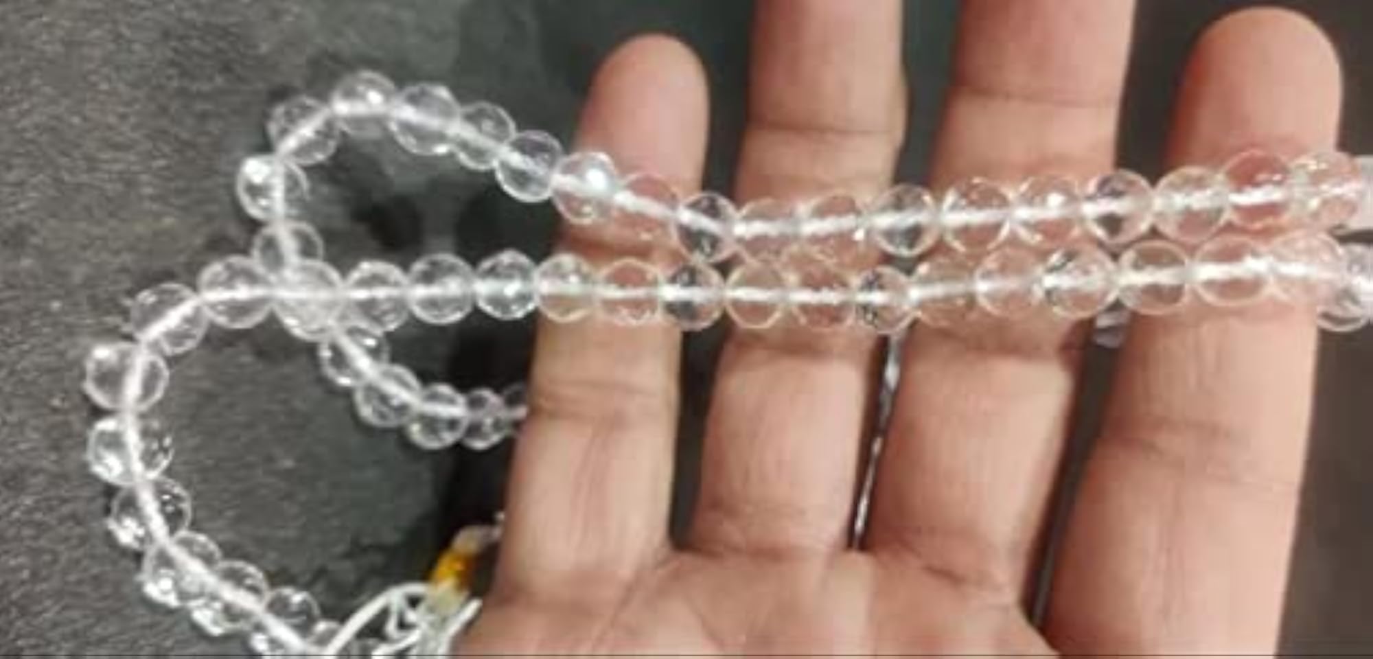 10mm Diamond Cut Sphatik Mala, Natural Crystal Bead Rosary
