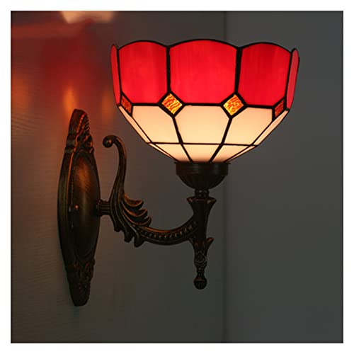 Applique Murale Tiffany LED Méditerranéenne Rouge 20cm en Vitrail