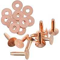 MILISTEN 20 Juegos de Remaches Y Rebabas de Cobre Arandelas de Cuero Remache de Cobre Cierre para Cinturones Carteras Collares de Cuero Diy Artesanía Suministros