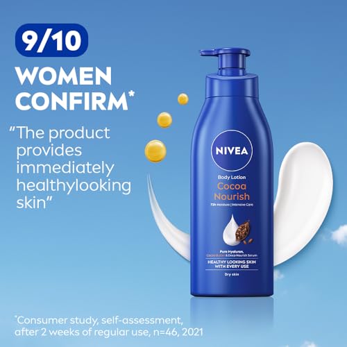 NIVEA Cocoa Nourish 400ml Body Lotion with Deep Moisture Serum| 72 H Moisturization | With Cocoa Butter & Coconut Oil | Non Greasy & Healthy Looking Skin |For Very Dry Skin - Image 4
