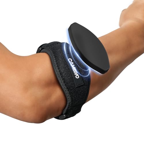 CAMBIVO 1 Pack Tennis Elbow Brace for Men & Women, Elbow Pain Relief for Tendonitis, Tennis & Golfer's Elbow, Adjustable Elbow Strap with Compression Pad (Black 1 Pack)